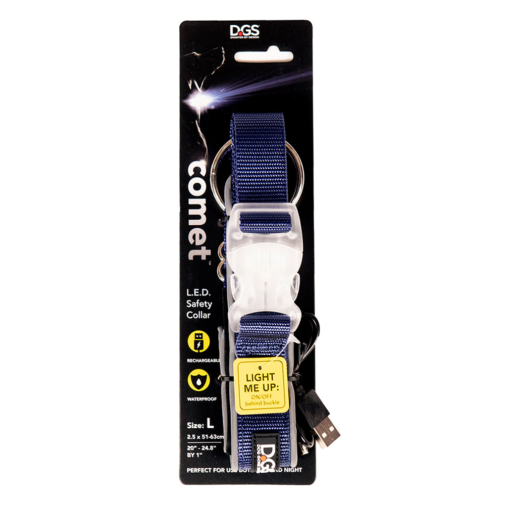 DGS Comet LED Safety Collar (Navy) for Dog Supplies
