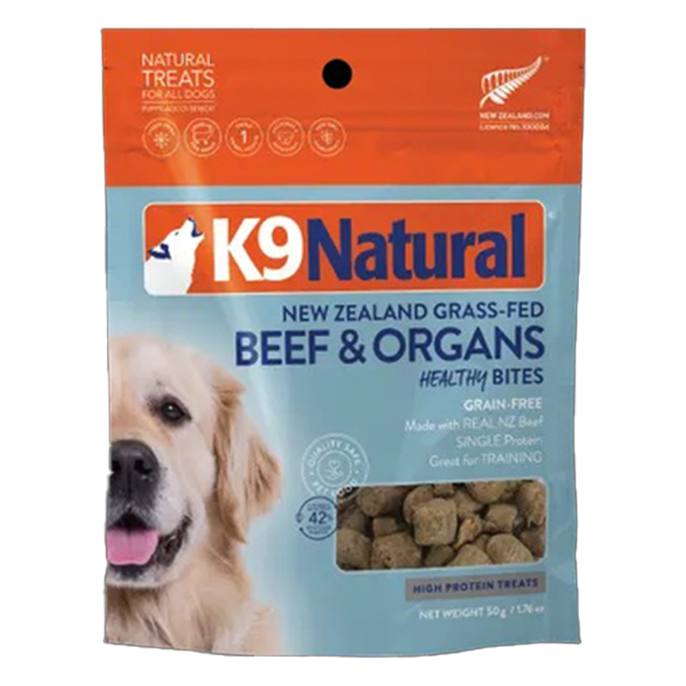 K9 Natural New Zealand Grass-Fed Beef & Organs Healthy Bites Dog Treats for Dog Supplies