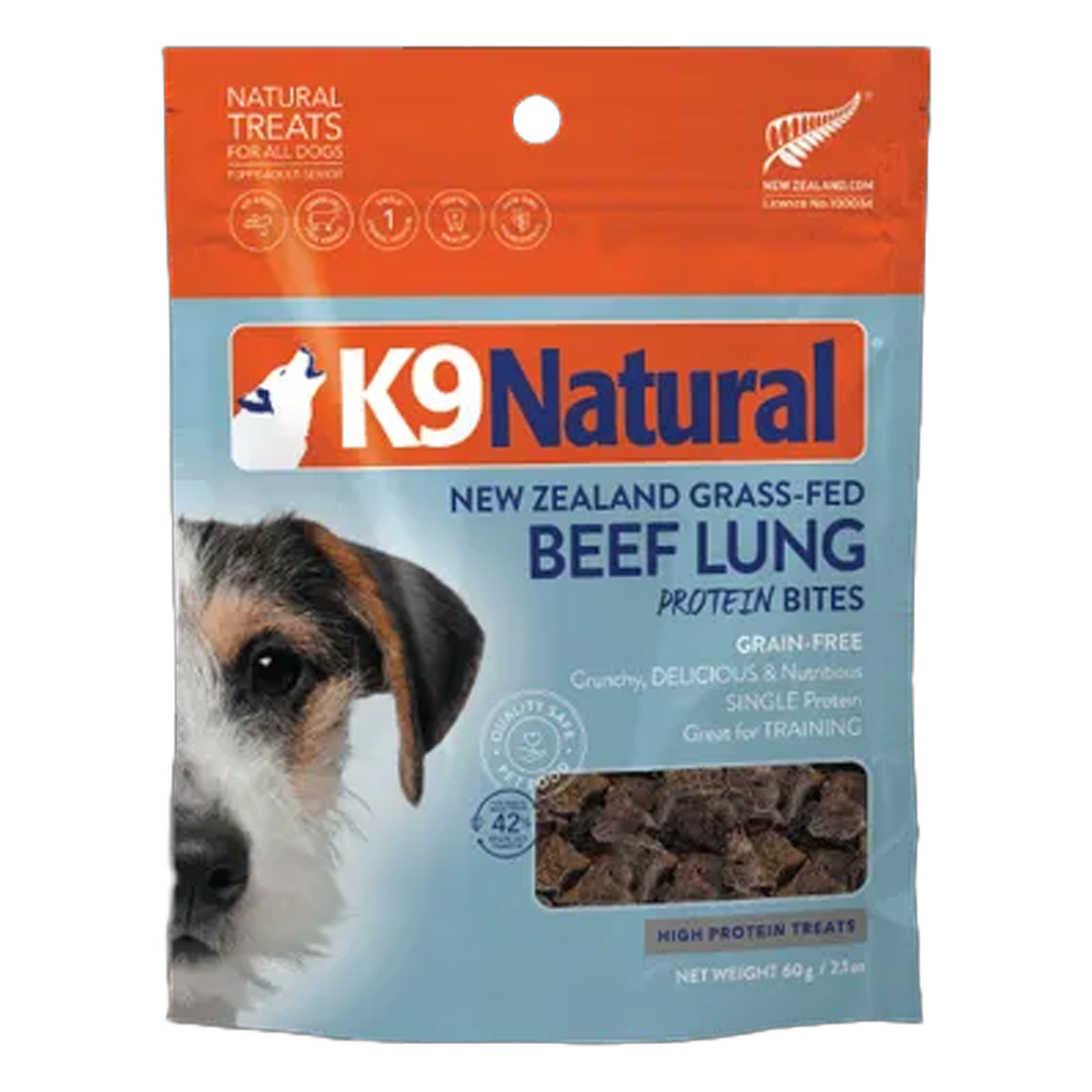 K9 Natural New Zealand Grass-Fed Beef Lung Protein Bites Dog Treats for Dog Supplies