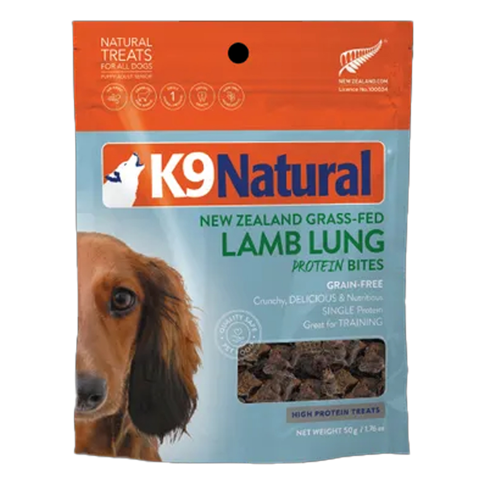 K9 Natural New Zealand Grass-Fed Lamb Lung Protein Bites Dog Treats