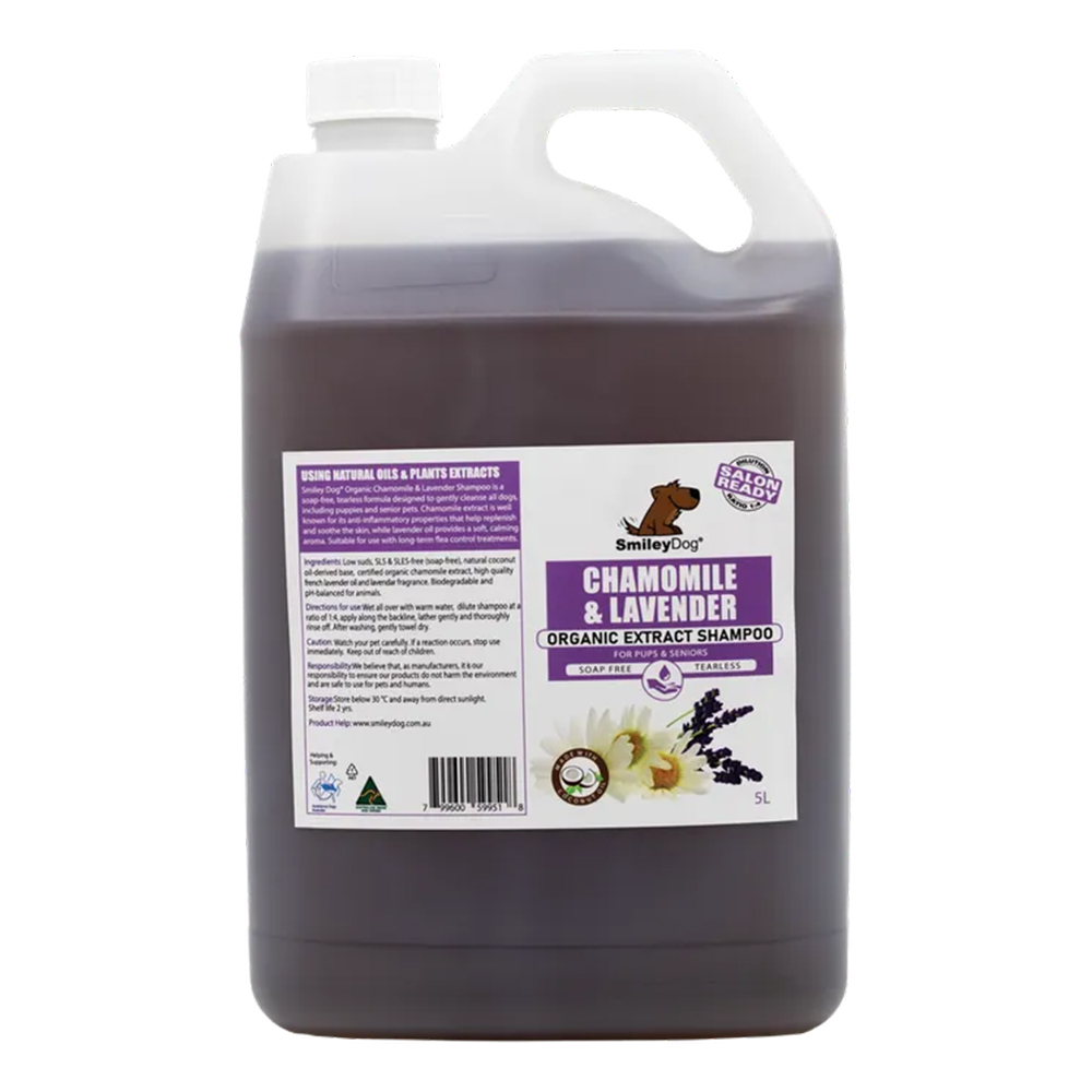 Smileydog Chamomile & Lavender Organic Extract Shampoo For Dogs  5 Litres