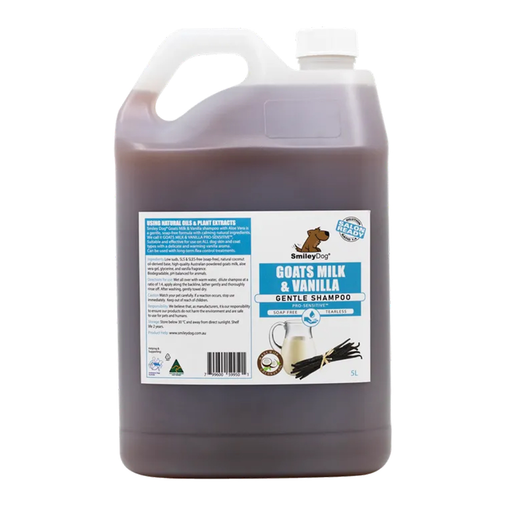 Smileydog Goats Milk & Vanilla Gentle Shampoo For Dogs  5 Litres