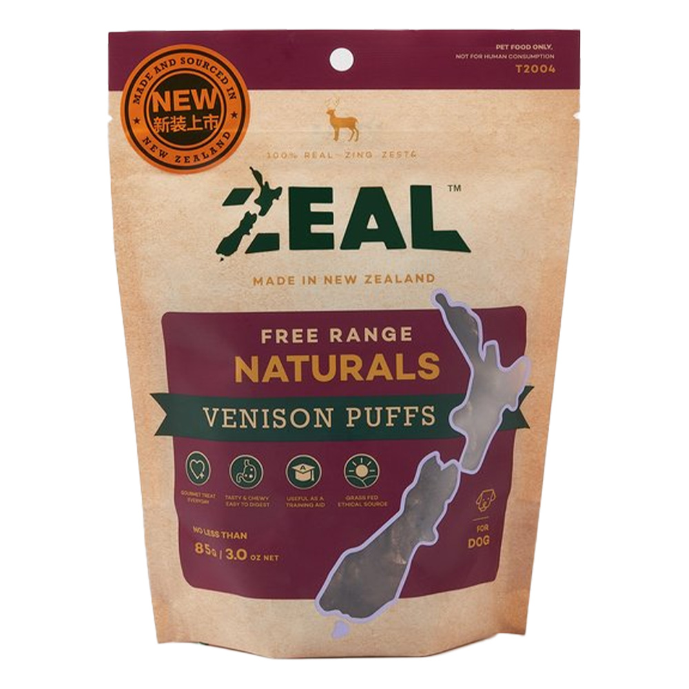 Zeal Free Range Naturals Venison Puffs Dog Treats  85 Gm