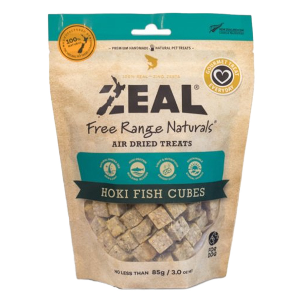 Zeal Free Range Naturals Air Dried Hoki Fish Cubes Dog Treats  85 Gm