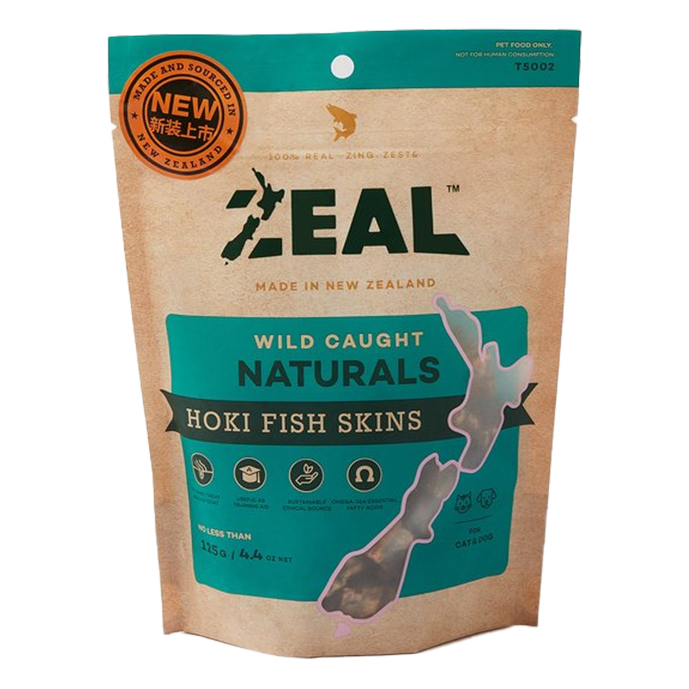 Zeal Wild Caught Naturals Hoki Fish Skins Treats For Dogs And Cats  125 Gm