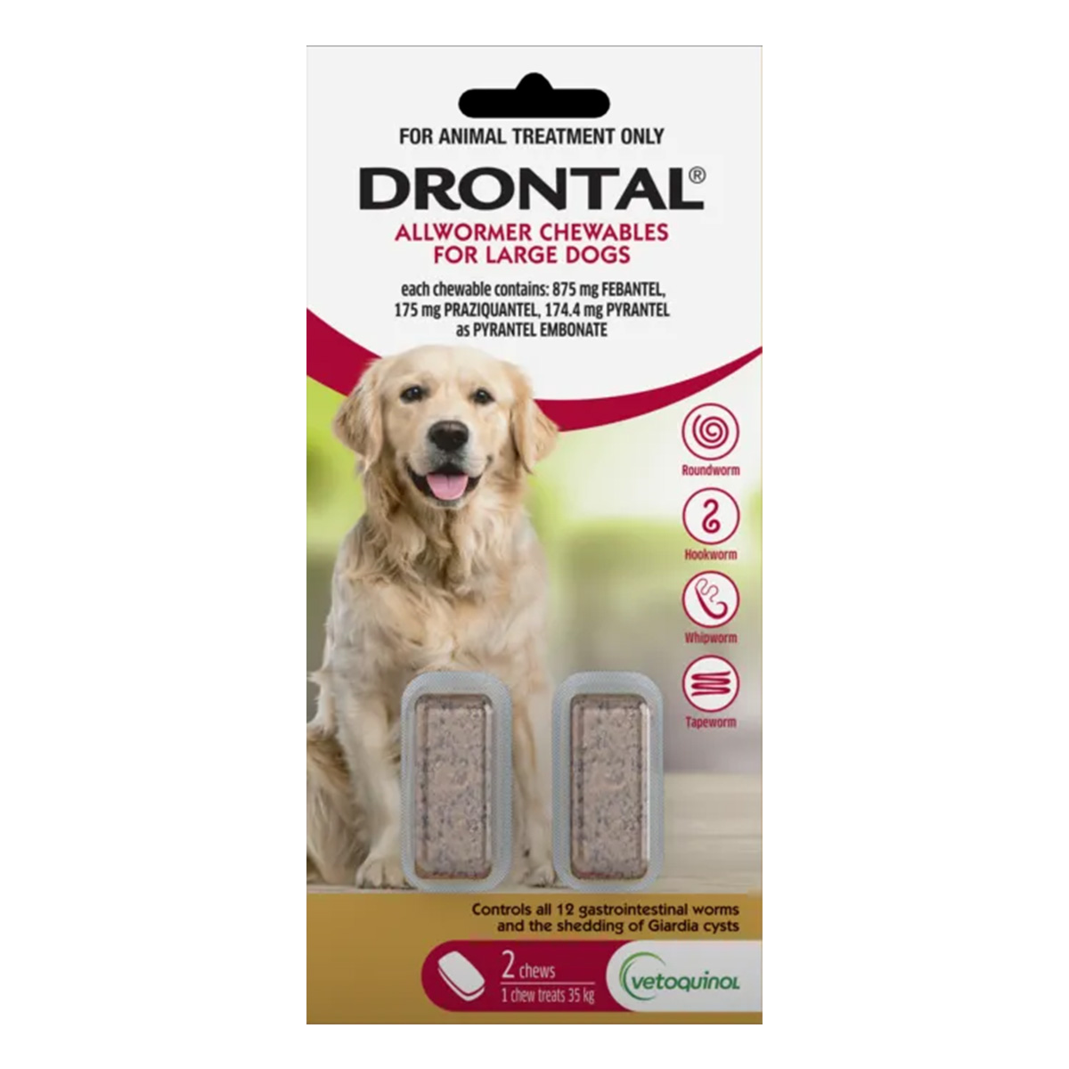Buy Drontal Wormers Chewables For Dogs Up To 35Kg (Red) Online