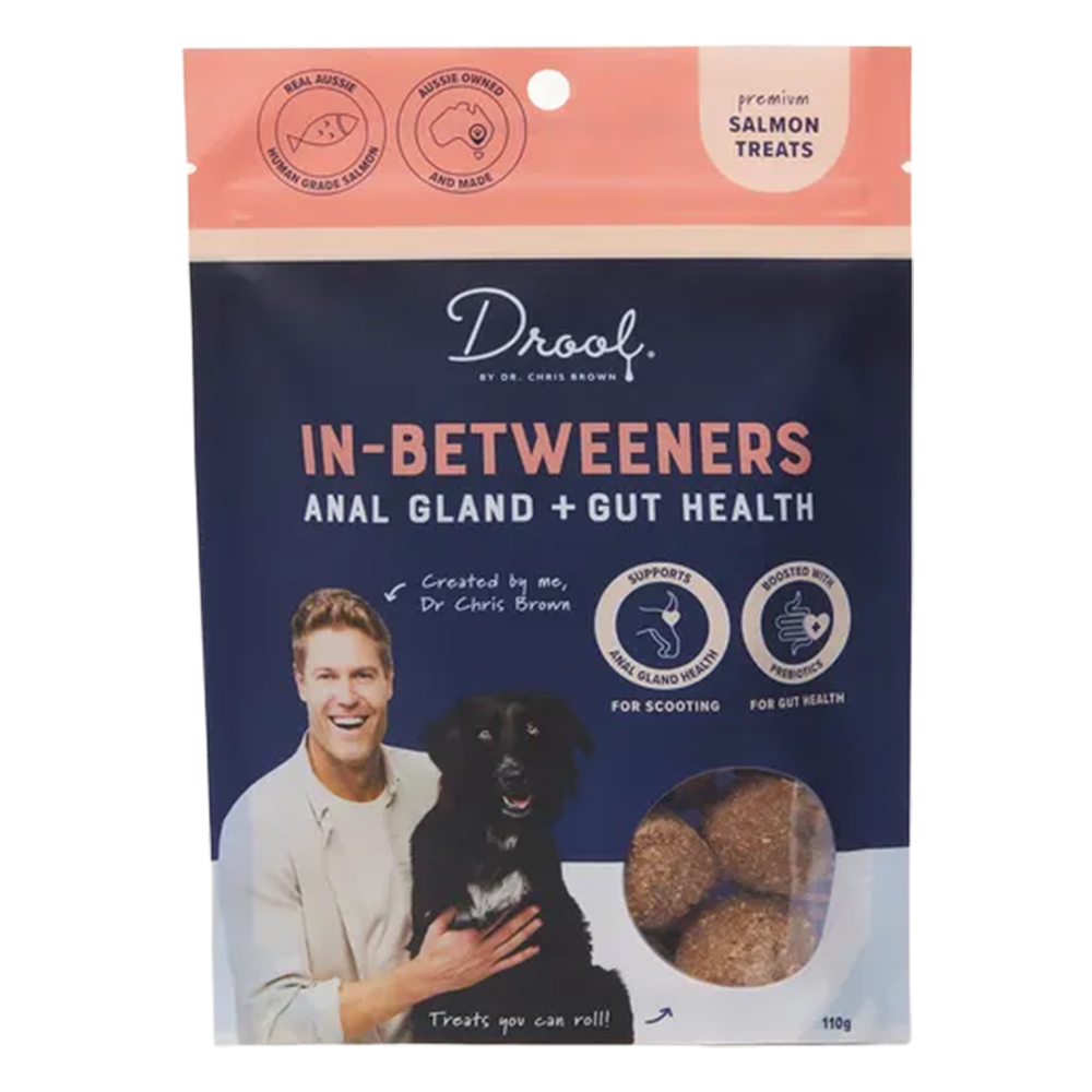 Drool By Dr. Chris Brown In-Betweeners Anal Gland + Gut Health Salmon Treats For Dogs  110 Gm
