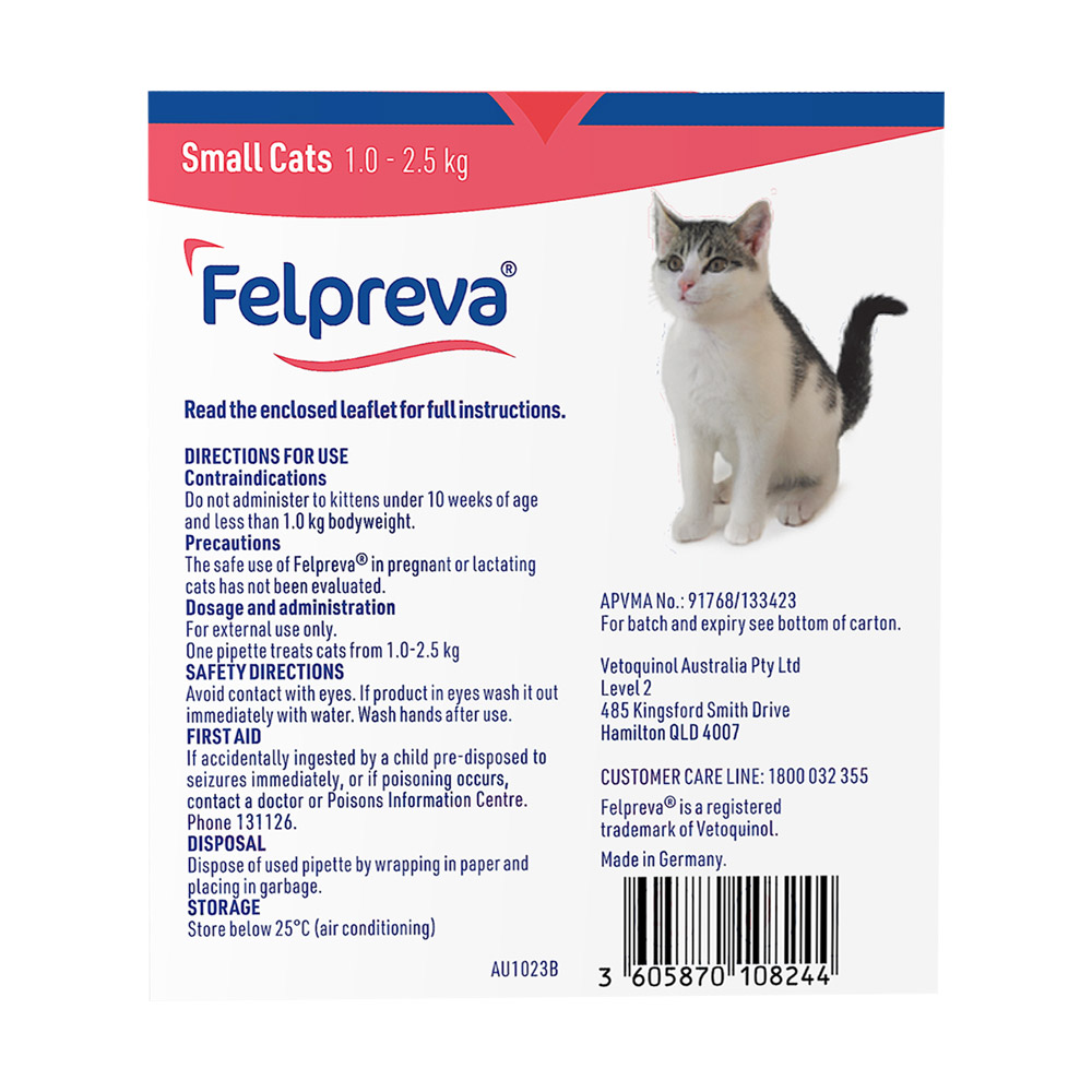 Felpreva Spot-On for Small Cats 1 to 2.5kg