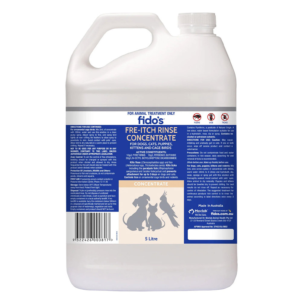 Fido's Fre-Itch Rinse Concentrate  5 Litres
