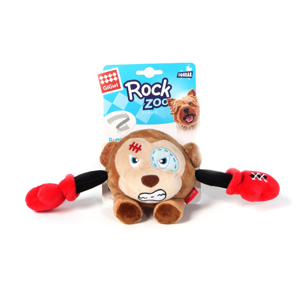 Gigwi Squeak Rock Zoo Toy For Dogs - Boxer Monkey 1 Pack