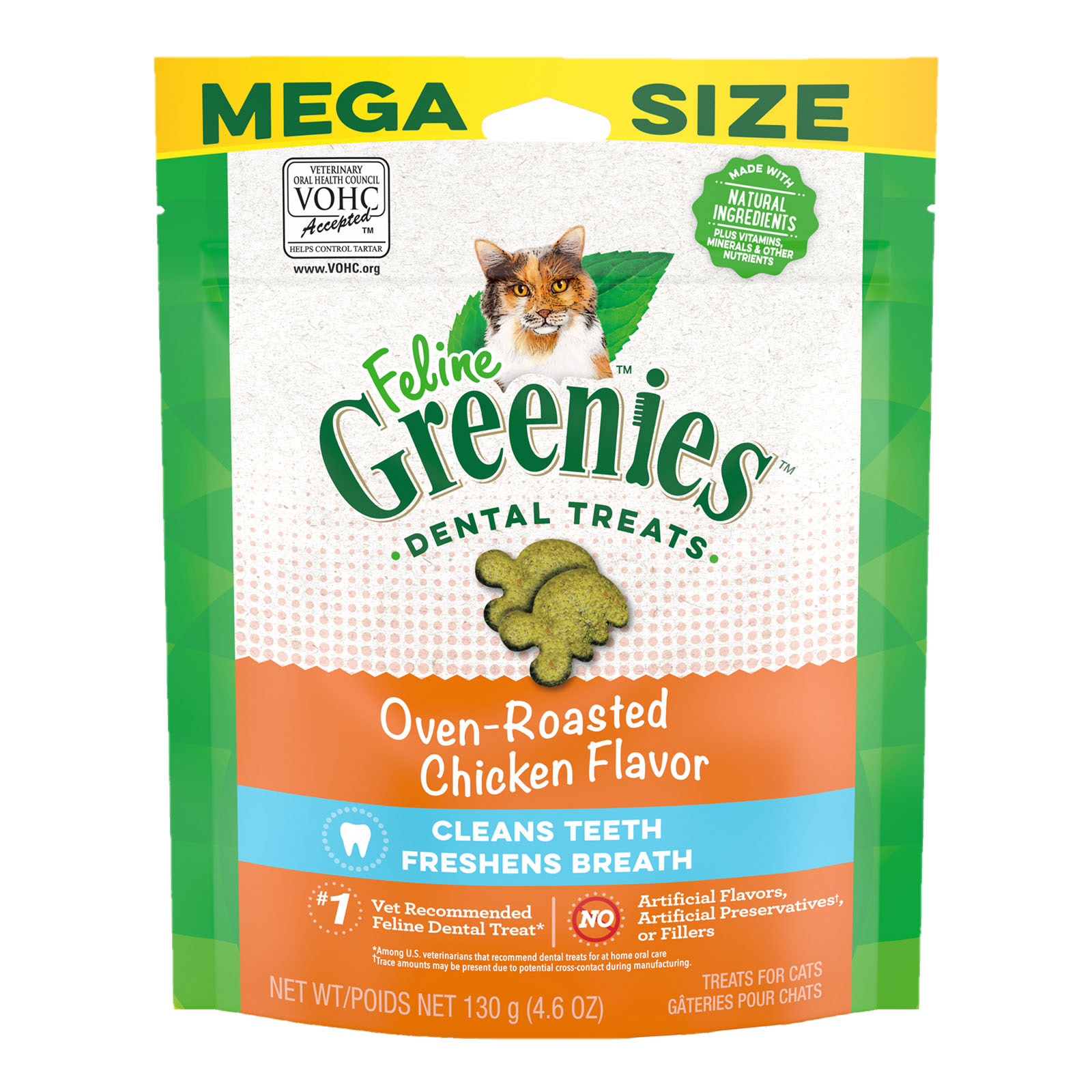Greenies Feline Oven-Roasted Chicken Flavor Dental Cat Treats 130 Gm 1 Pack