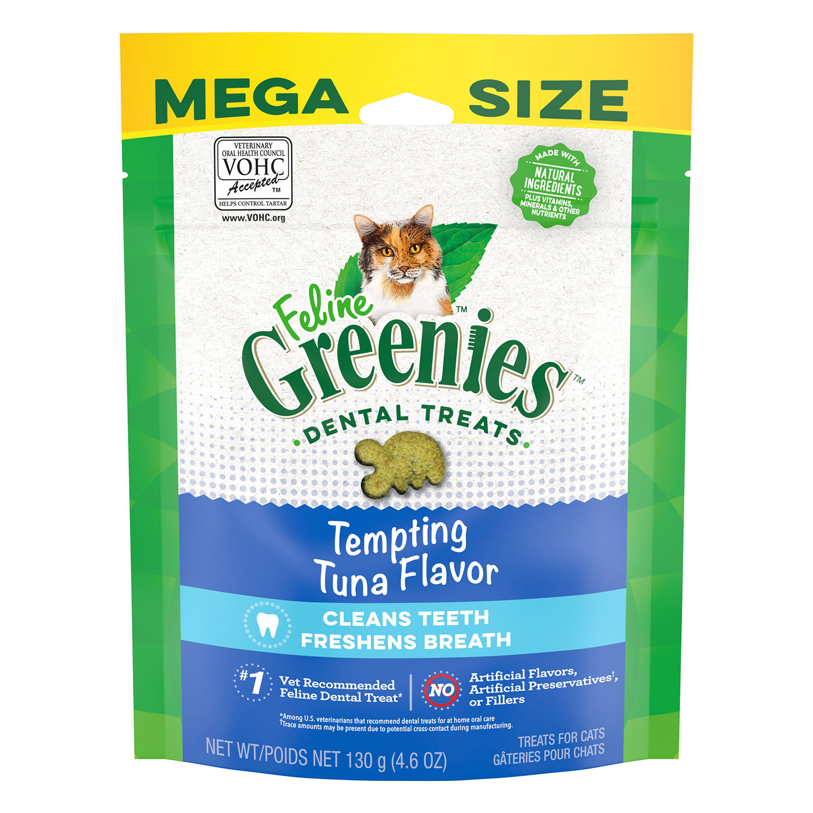 Greenies Feline Tempting Tuna Flavor Dental Cat Treats 130 Gm 1 Pack