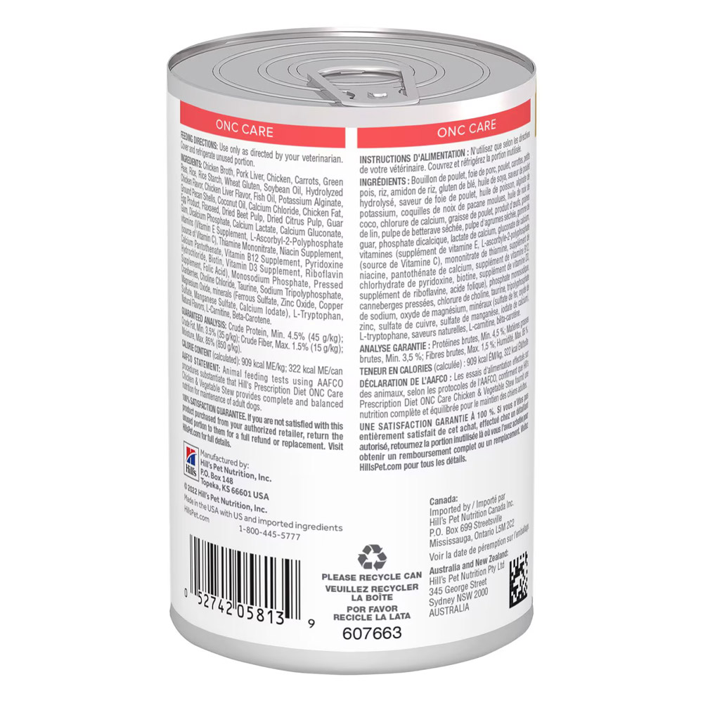 Hill's Prescription Diet ONC Care Nourish & Support Chicken & Vegetable Stew Wet Dog Food 354gm