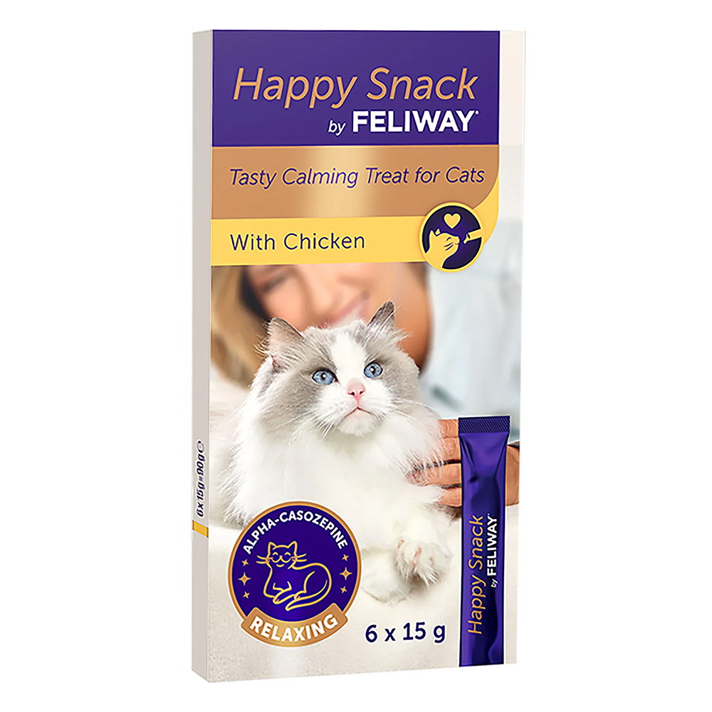 Feliway Happy Snack With Chicken Tasty Calming Cat Treat 15gm 6 Pack