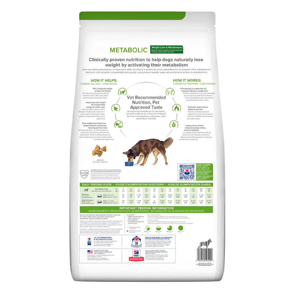 Hill's Prescription Diet Metabolic Weight Loss & Maintenance Chicken Flavour Dry Dog Food