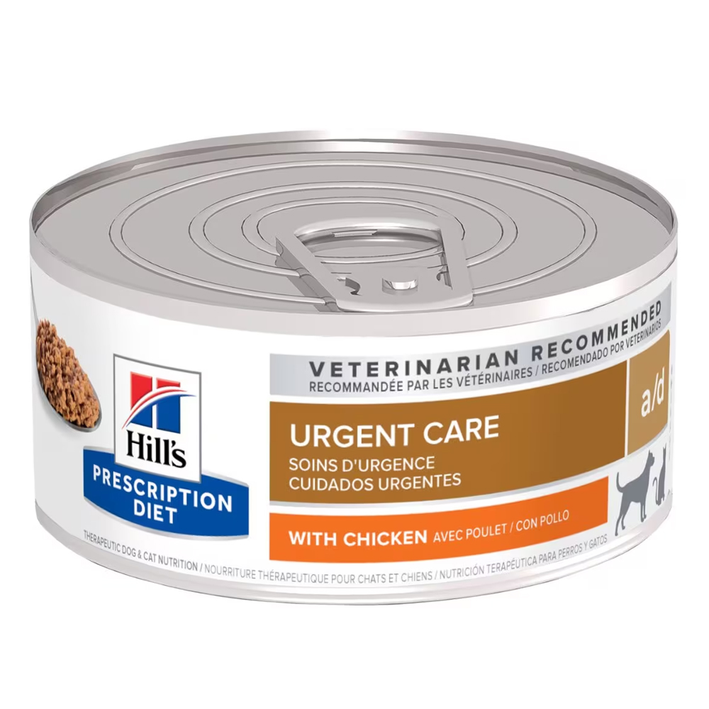 Hill's Prescription Diet A/D Urgent Care With Chicken Wet Dog & Cat Food 156gm 24 Cans
