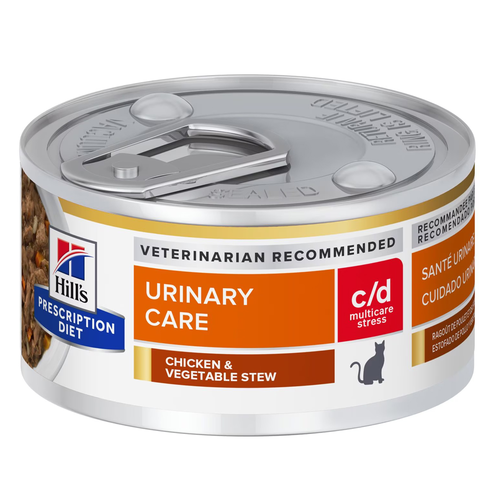 Hill's Prescription Diet C/D Multicare Stress Urinary Care Chicken & Vegetable Stew Wet Cat Food 82gm 24 Cans