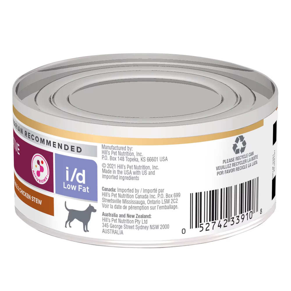 Hill's Prescription Diet i/d Low Fat Digestive Care Rice, Vegetable and Chicken Stew Wet Dog Food 156gm