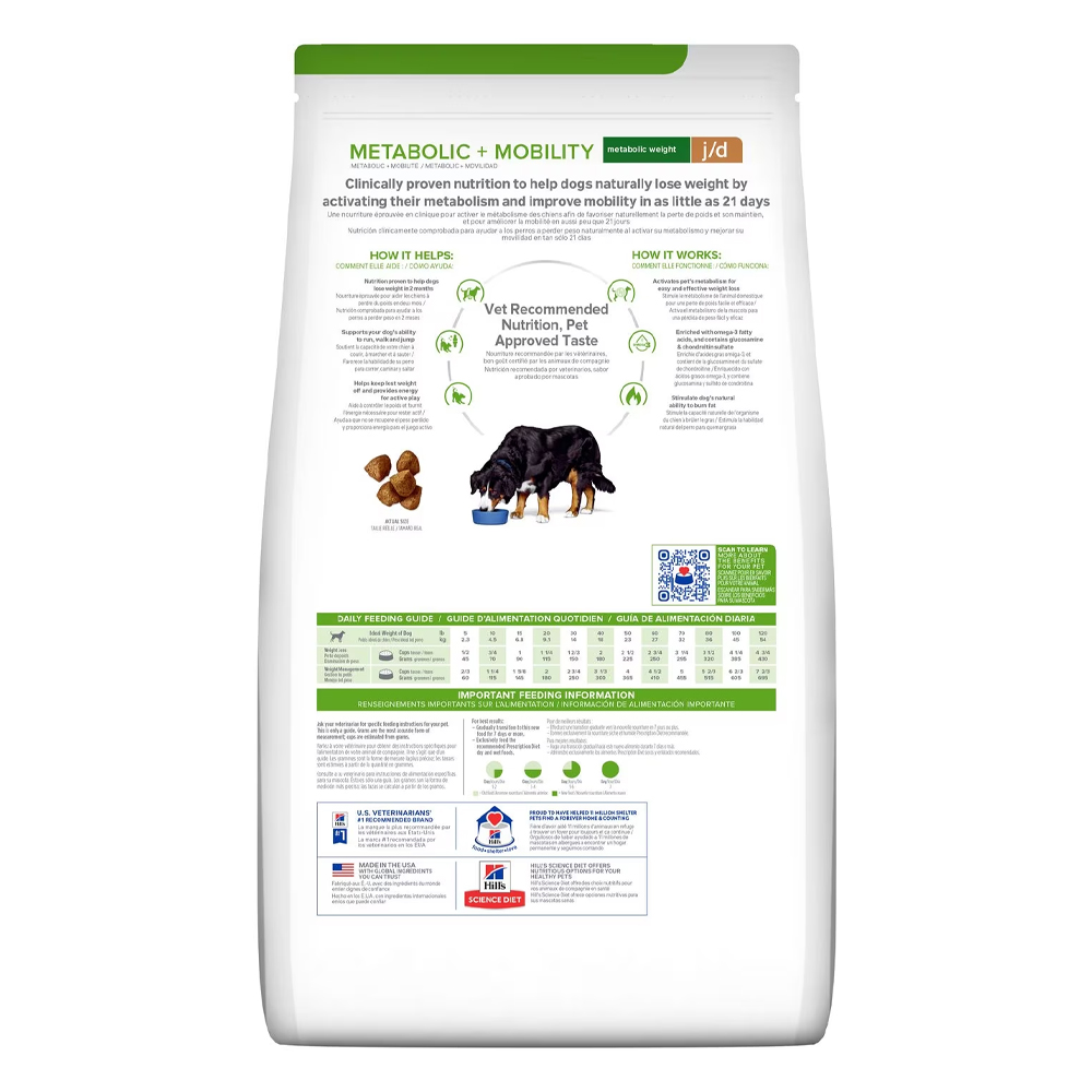 Hill's Prescription Diet Metabolic Weight + j/d Mobility Chicken Flavour Dry Dog Food