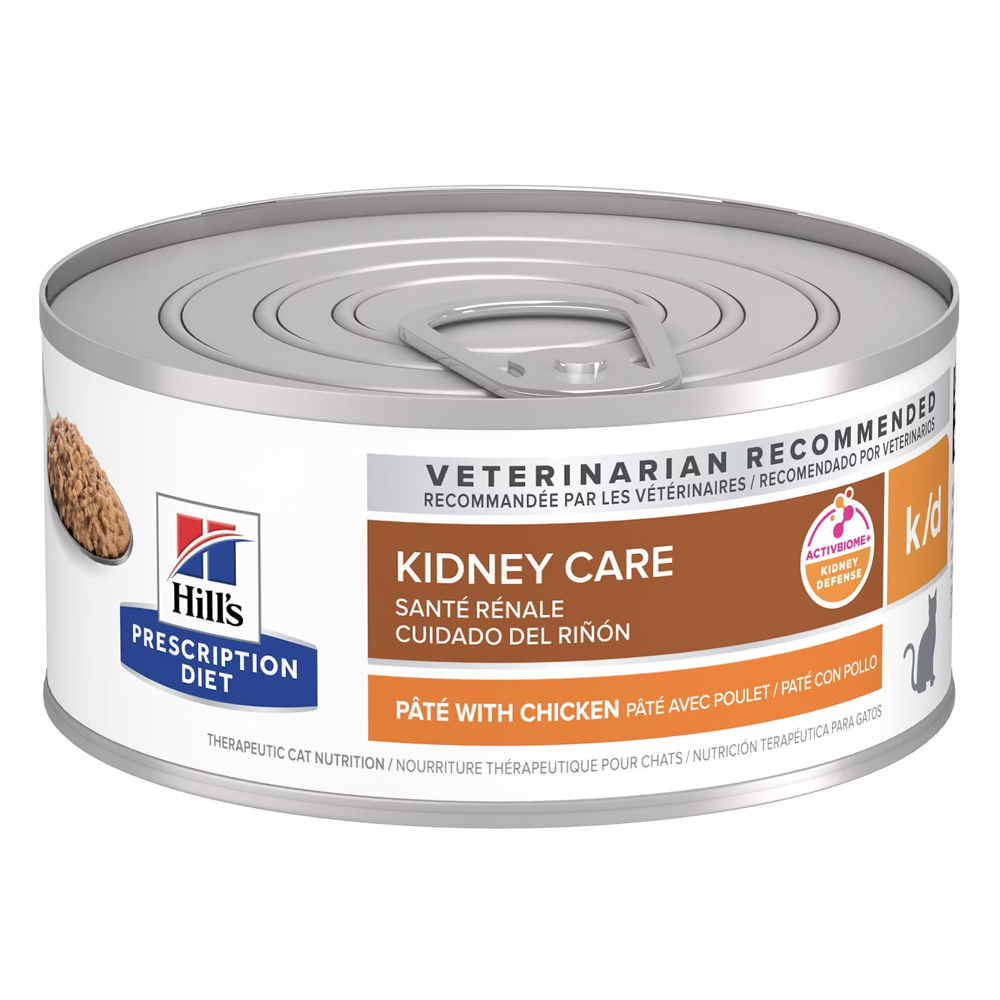Hill's Prescription Diet K/D Kidney Care Pate With Chicken Wet Cat Food 156gm 24 Cans