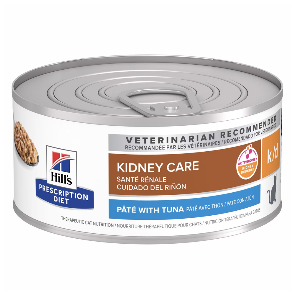 Hill's Prescription Diet K/D Kidney Care Pate With Tuna Wet Cat Food 156gm 24 Cans