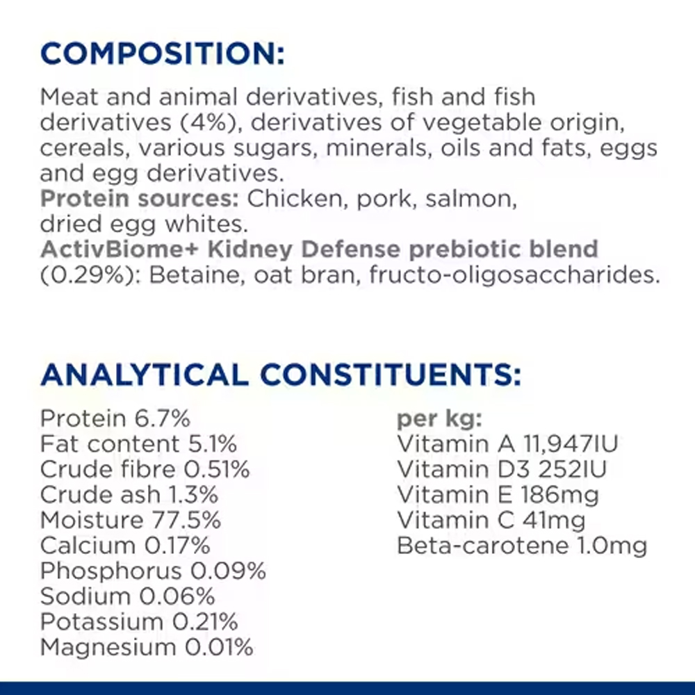 Hill's Prescription Diet k/d Kidney Care Tender Chunks in Gravy with Salmon Wet Cat Food 85gm