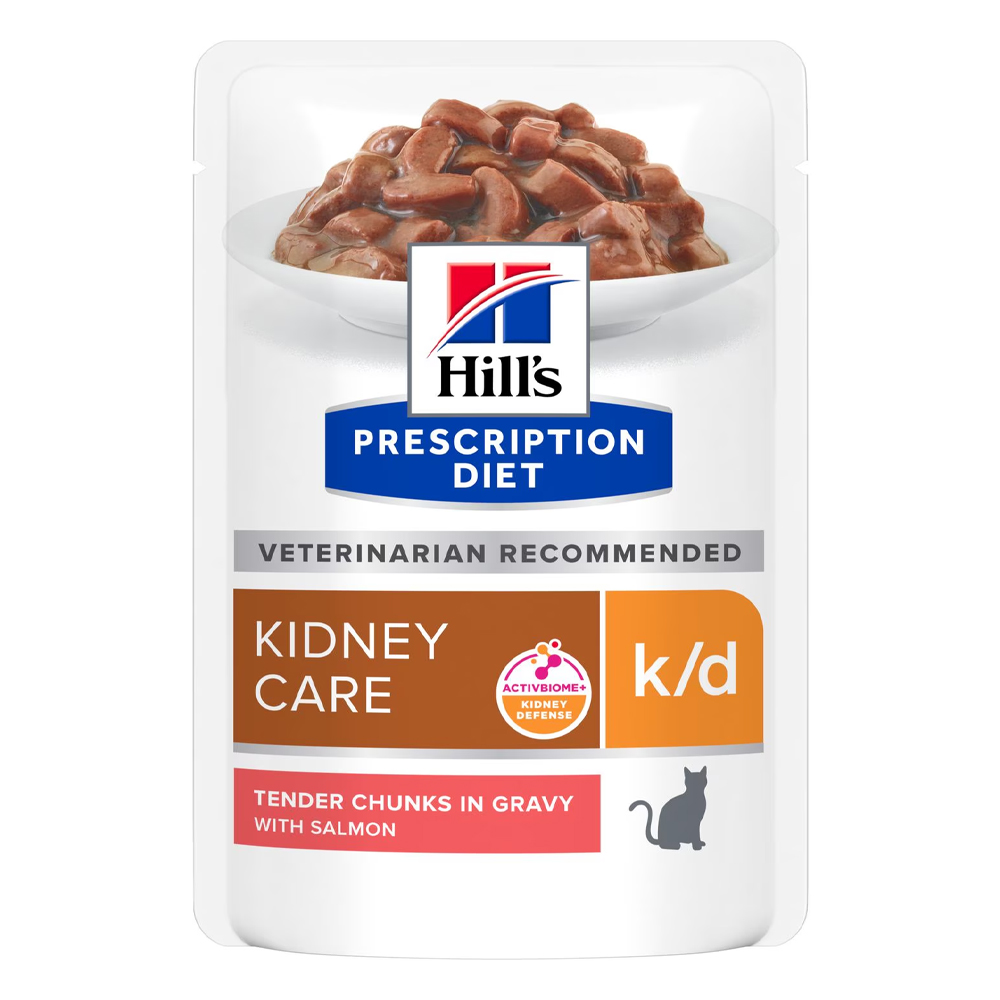 Hill's Prescription Diet K/D Kidney Care Tender Chunks In Gravy With Salmon Wet Cat Food 85gm 12 Pouches