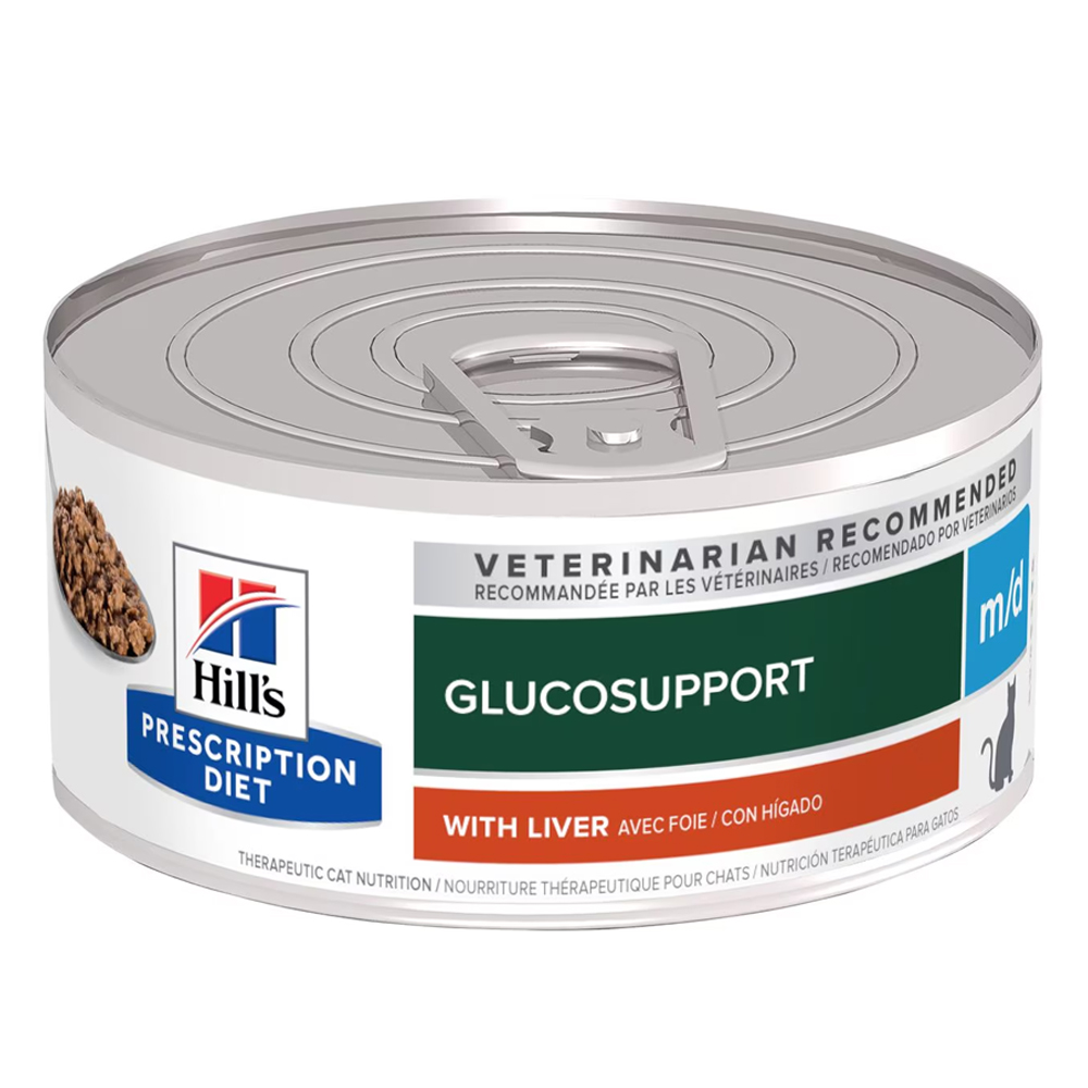 Hill's Prescription Diet M/D Glucosupport Chicken Flavour Wet Cat Food 156gm 24 Cans