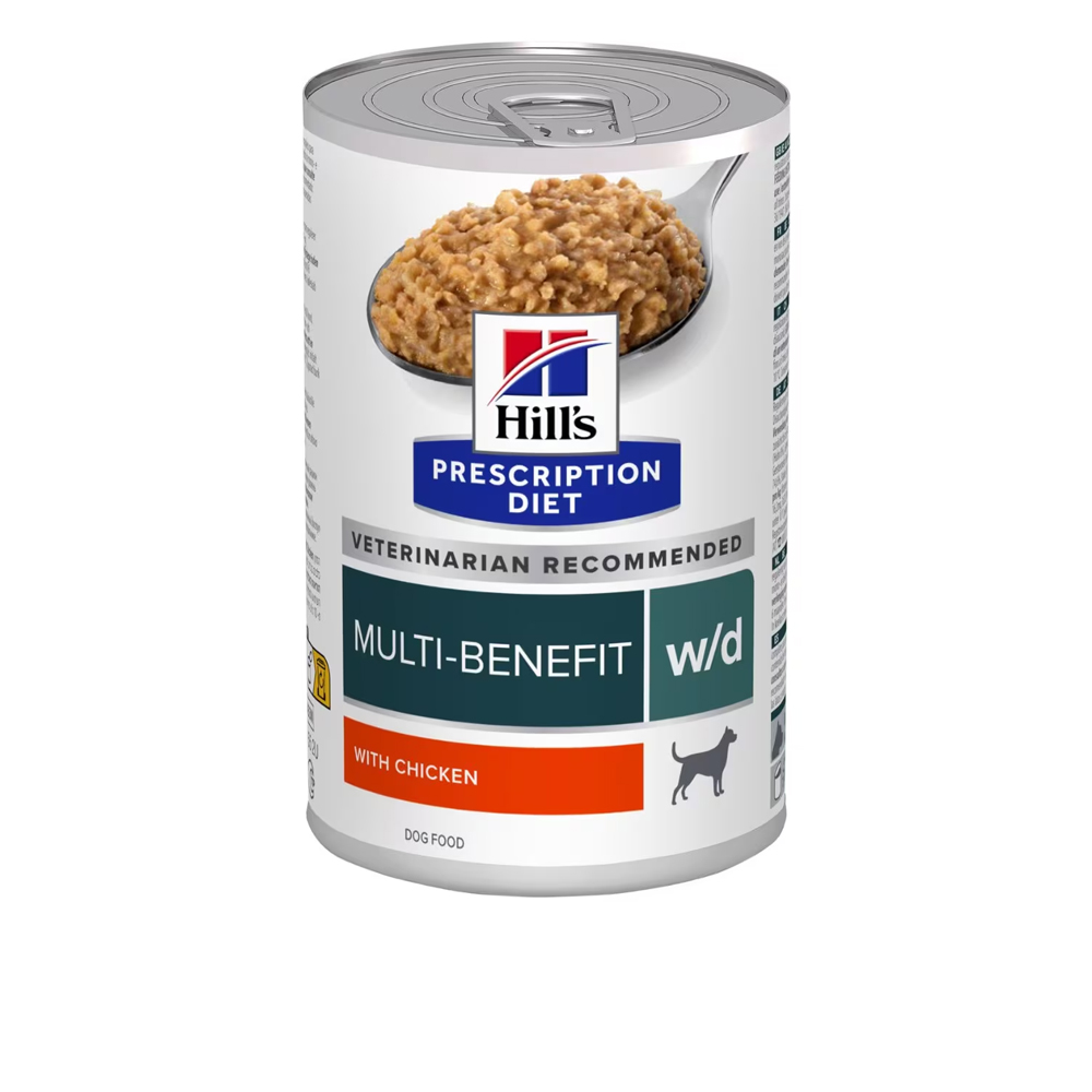 Hill's Prescription Diet W/D Multi-Benefit With Chicken Wet Dog Food 370gm 12 Cans