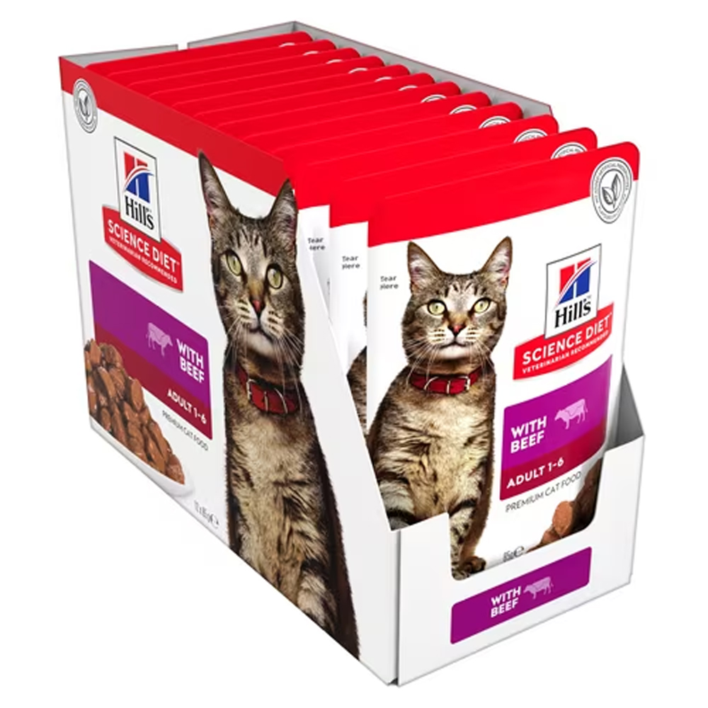 Hill's Science Diet Adult 1-6 with Beef Wet Cat Food 85gm