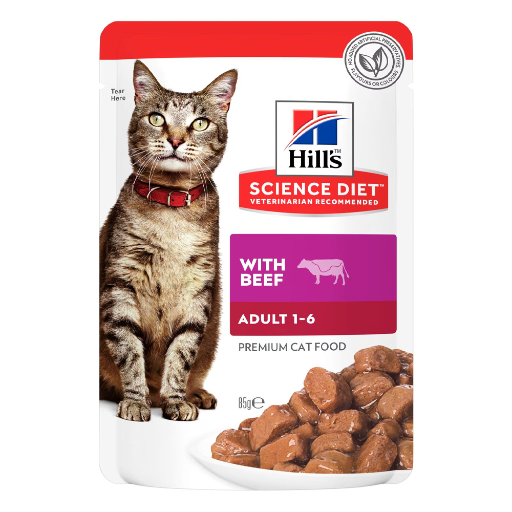 Hill's Science Diet Adult 1-6 with Beef Wet Cat Food 85gm