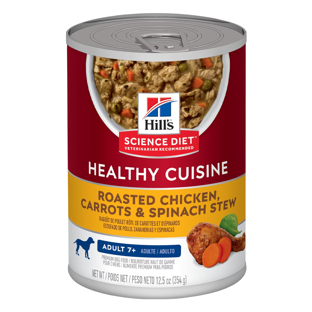 Hill's Science Diet Healthy Cuisine Adult 7+ Roasted Chicken, Carrots & Spinach Stew Wet Dog Food 354gm