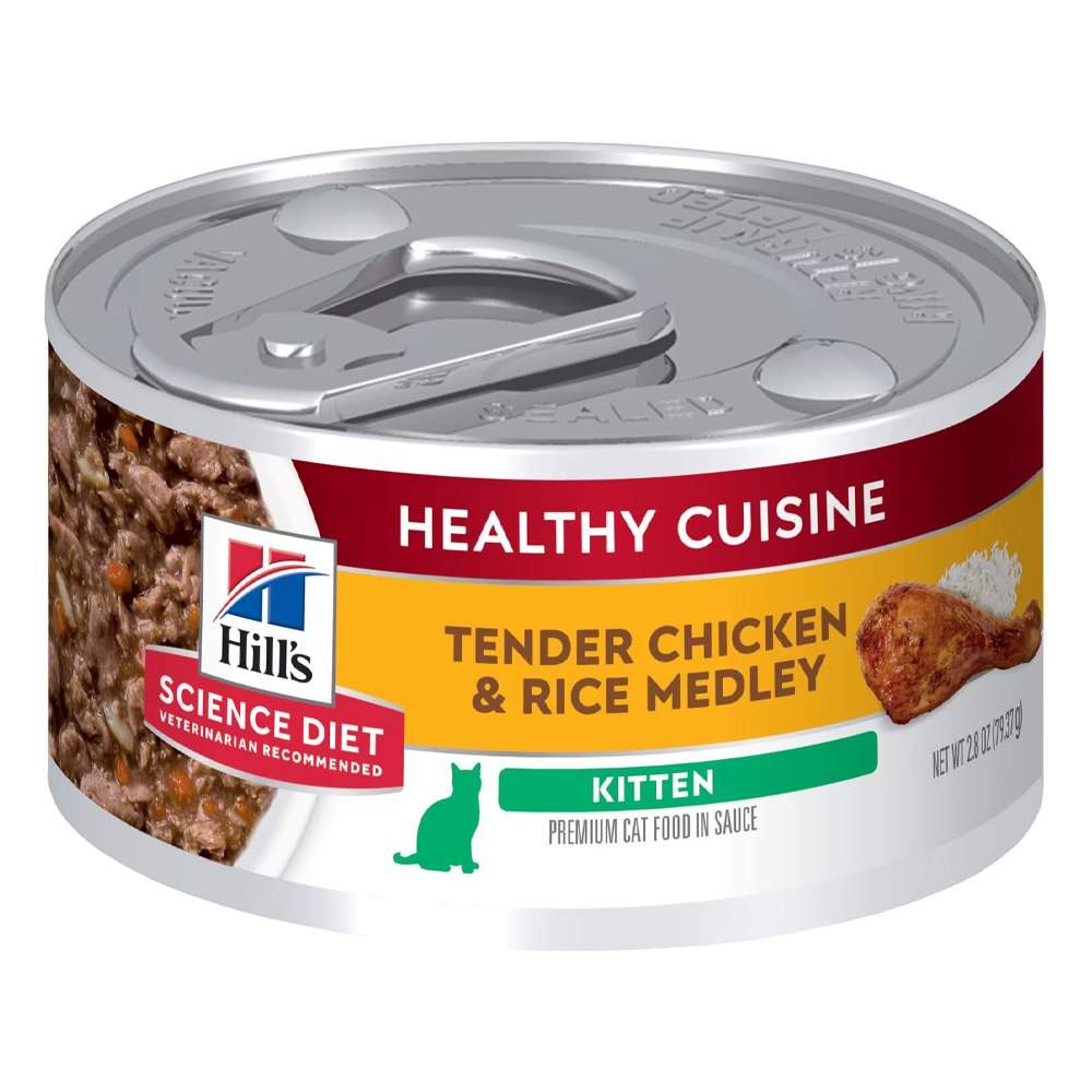 Hill's Science Diet Kitten Healthy Cuisine Tender Chicken & Rice Medley Wet Cat Food 79gm 24 Cans