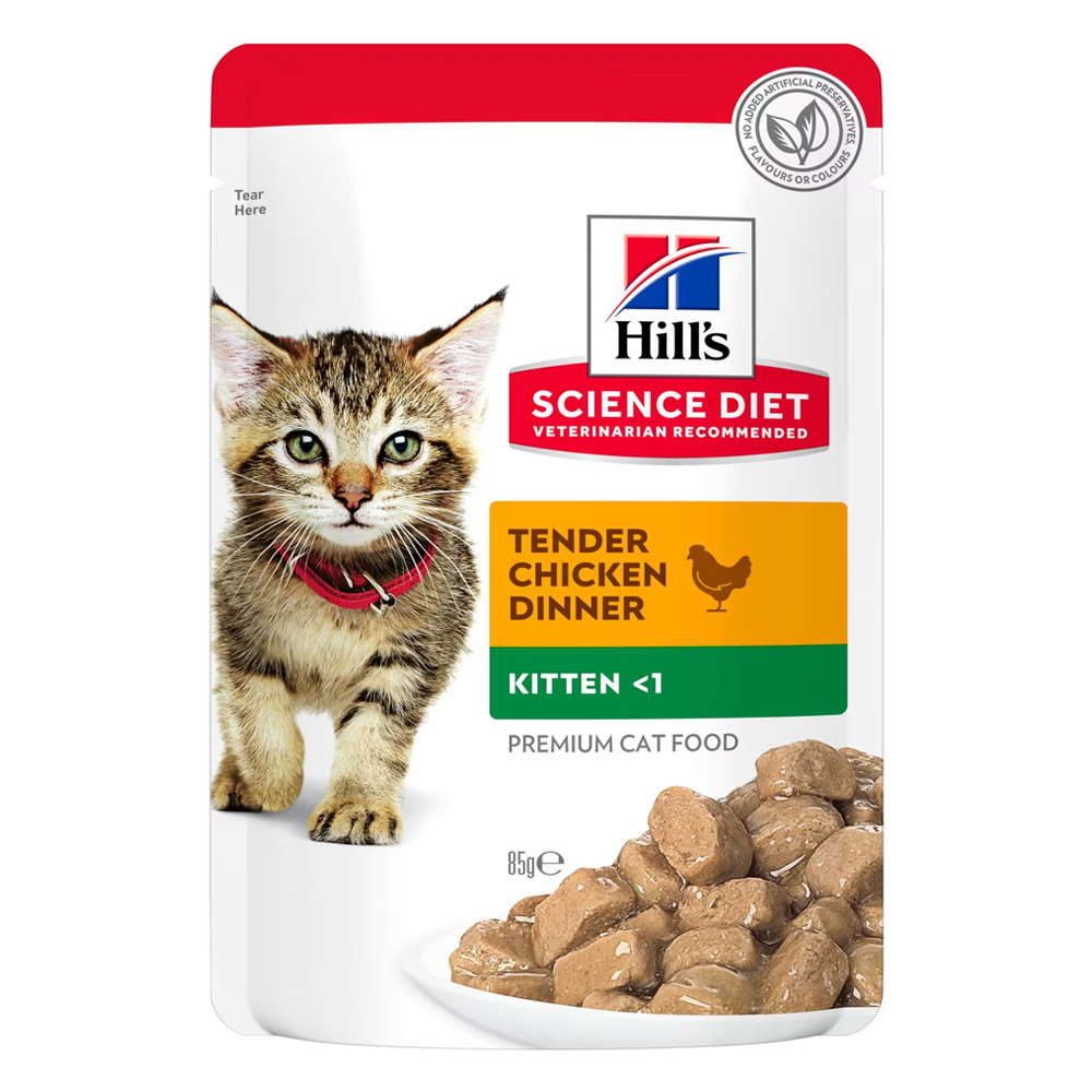 Hill's Science Diet Kitten Up To 1 Year Tender Chicken Dinner Wet Cat Food 85gm 12 Pouches