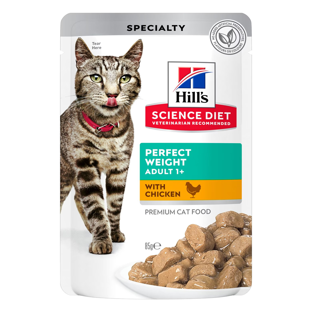 Hill's Science Diet Perfect Weight Adult 1+ With Chicken Wet Cat Food 85gm 12 Pouches