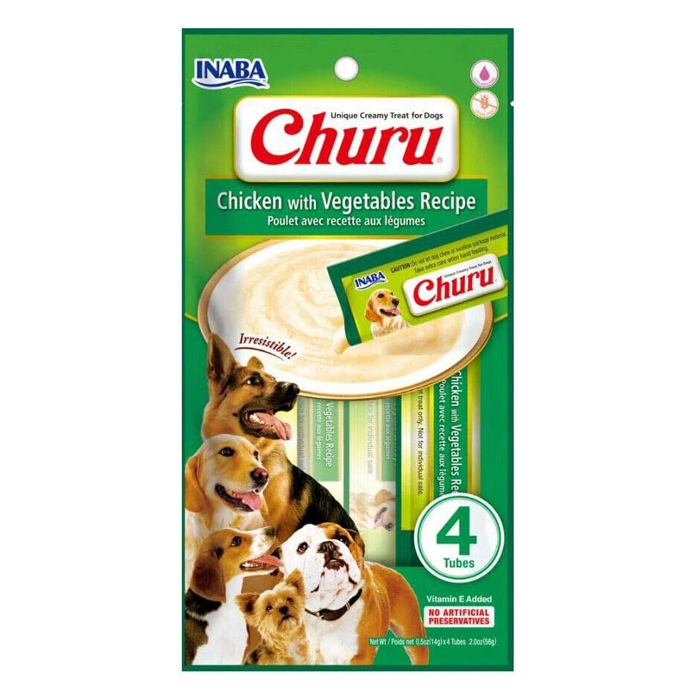Inaba Churu Chicken With Vegetables Recipe Dog Treat  4 Tubes
