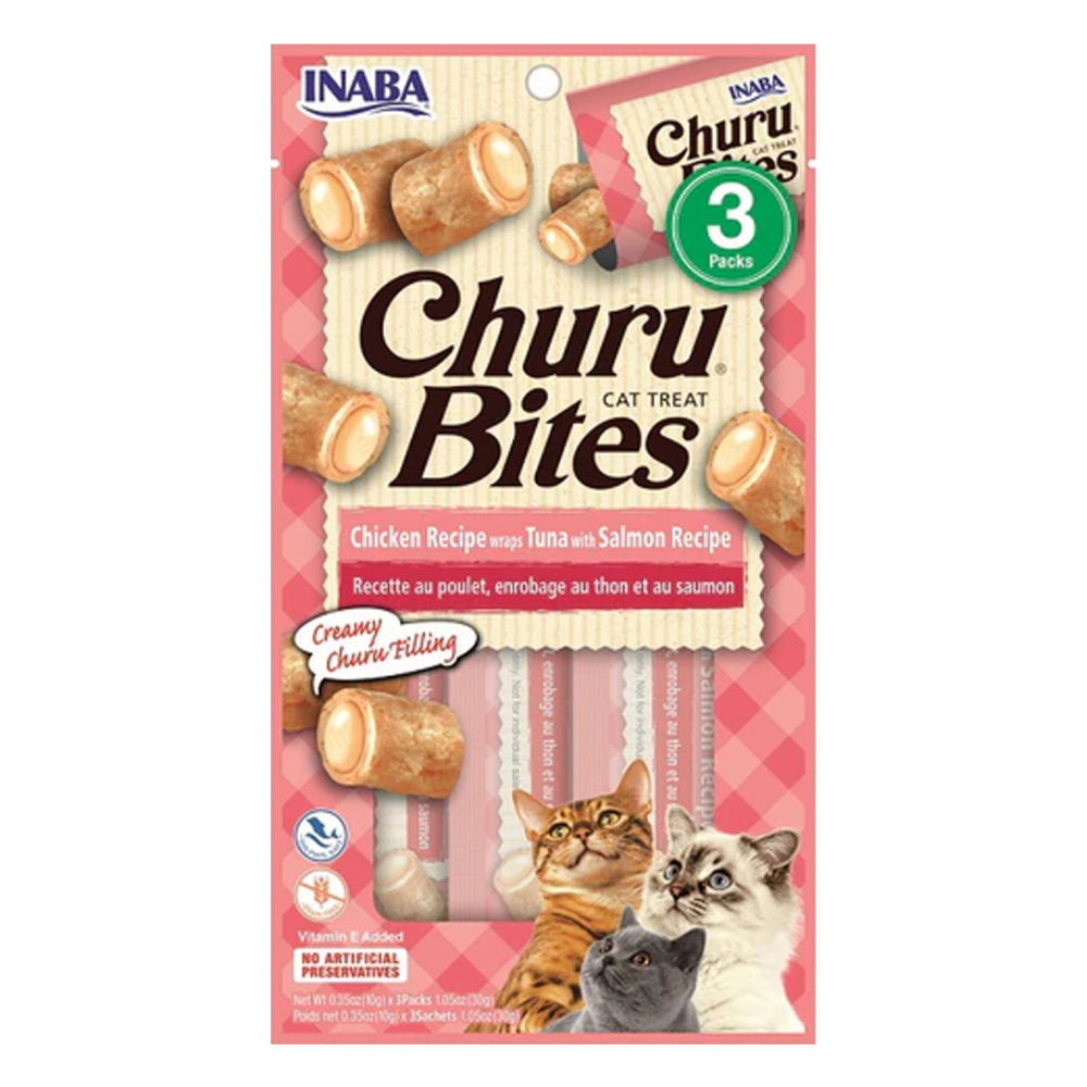 Inaba Churu Bites Chicken Recipe Wraps Tuna With Salmon Recipe Cat Treat  3 Pack