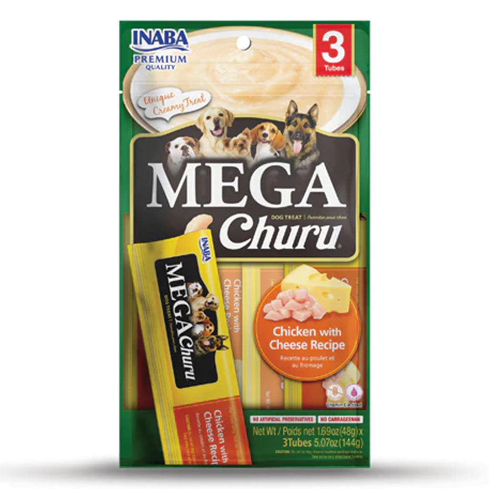 Inaba Mega Churu Chicken With Cheese Recipe Dog Treat  3 Tubes