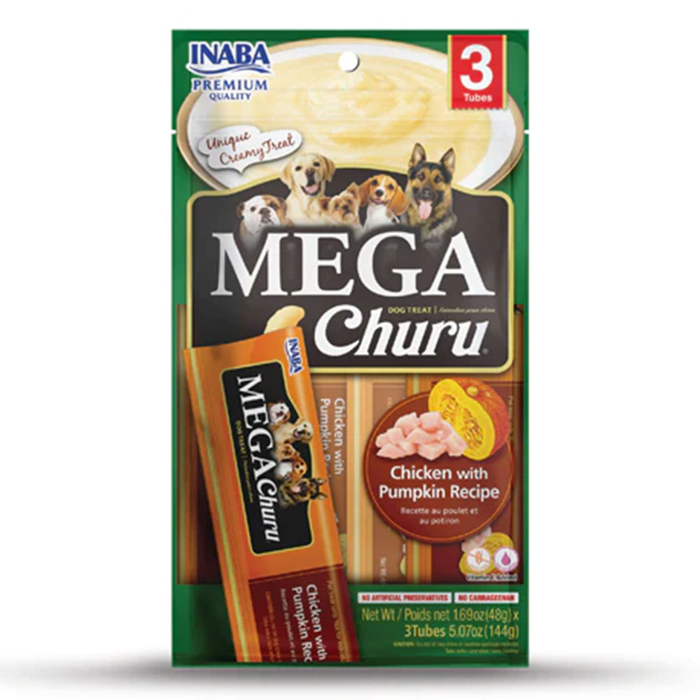 Inaba Mega Churu Chicken With Pumpkin Recipe Dog Treat  3 Tubes