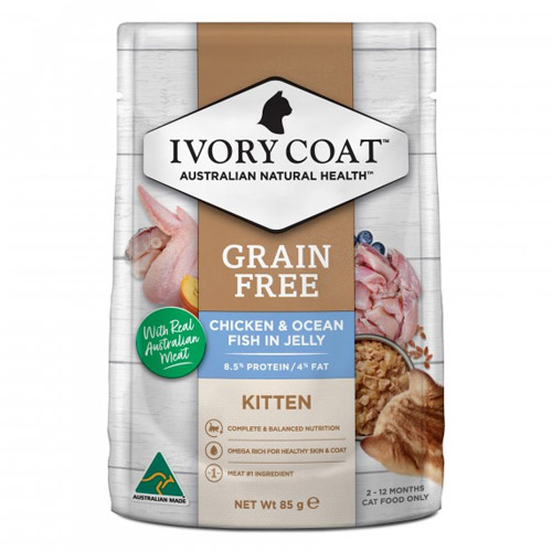 Ivory Coat Grain Free Kitten Chicken & Ocean Fish In Jelly Wet Cat Food 85gm
