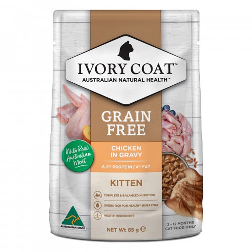 Ivory Coat Grain Free Kitten Chicken In Gravy Wet Cat Food 85gm