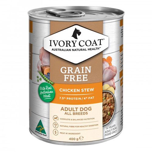 Ivory Coat Grain Free Adult All Breeds Chicken Stew Wet Dog Food 400gm