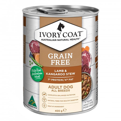Ivory Coat Grain Free Adult All Breeds Lamb & Kangaroo Stew Wet Dog Food 400gm