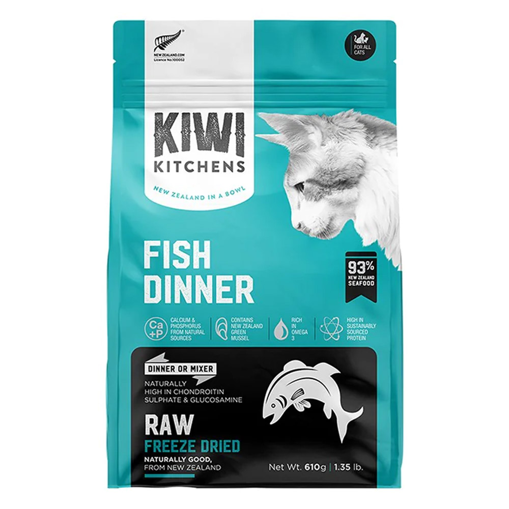 Kiwi Kitchens Raw Freeze Dried Fish Dinner Dry Cat Food