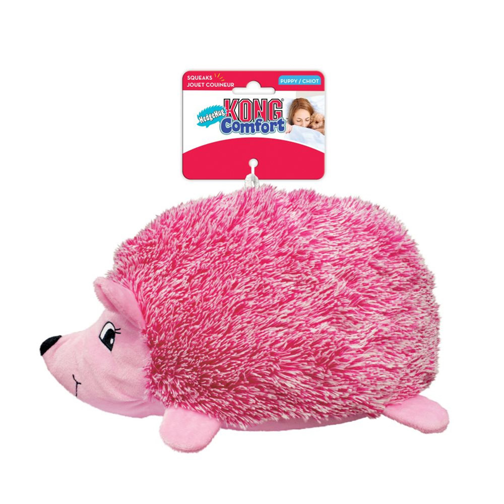Kong Comfort Hedgehug Crinkle Plush Squeaker Puppy Toy For Dogs  1 X Medium