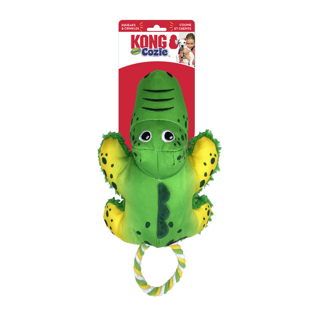 Kong Cozie Tuggz Crinkle Plush Squeaker Rope Tug Toy For Dogs - Alligator 1 X Small/Medium