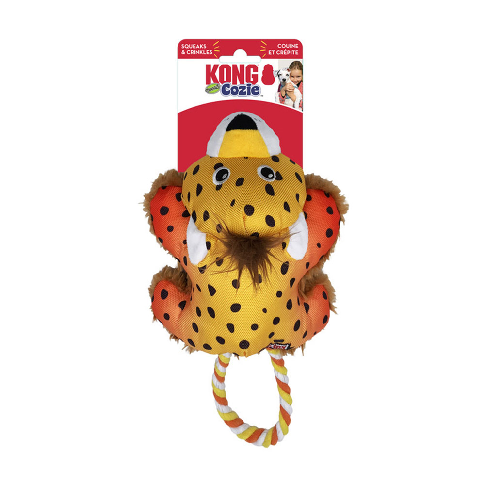 KONG Cozie Tuggz Crinkle Plush Squeaker Rope Tug Toy for Dogs