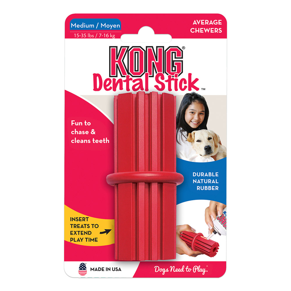 Kong Dental Stick Rubber Toy For Dogs  1 X Medium
