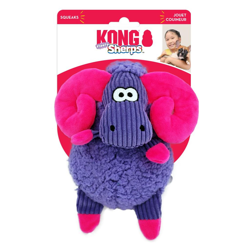 Kong Sherps Floofs Crinkle Plush Squeaker Toy For Dogs - Big Horn 1 X Medium