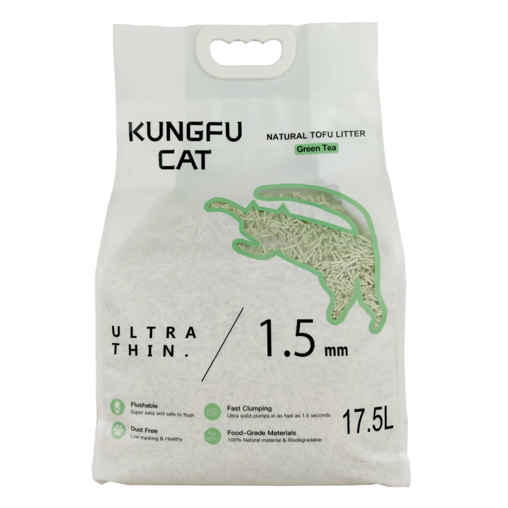 Kungfu Cat Ultra Thin Natural Tofu Litter - Green Tea